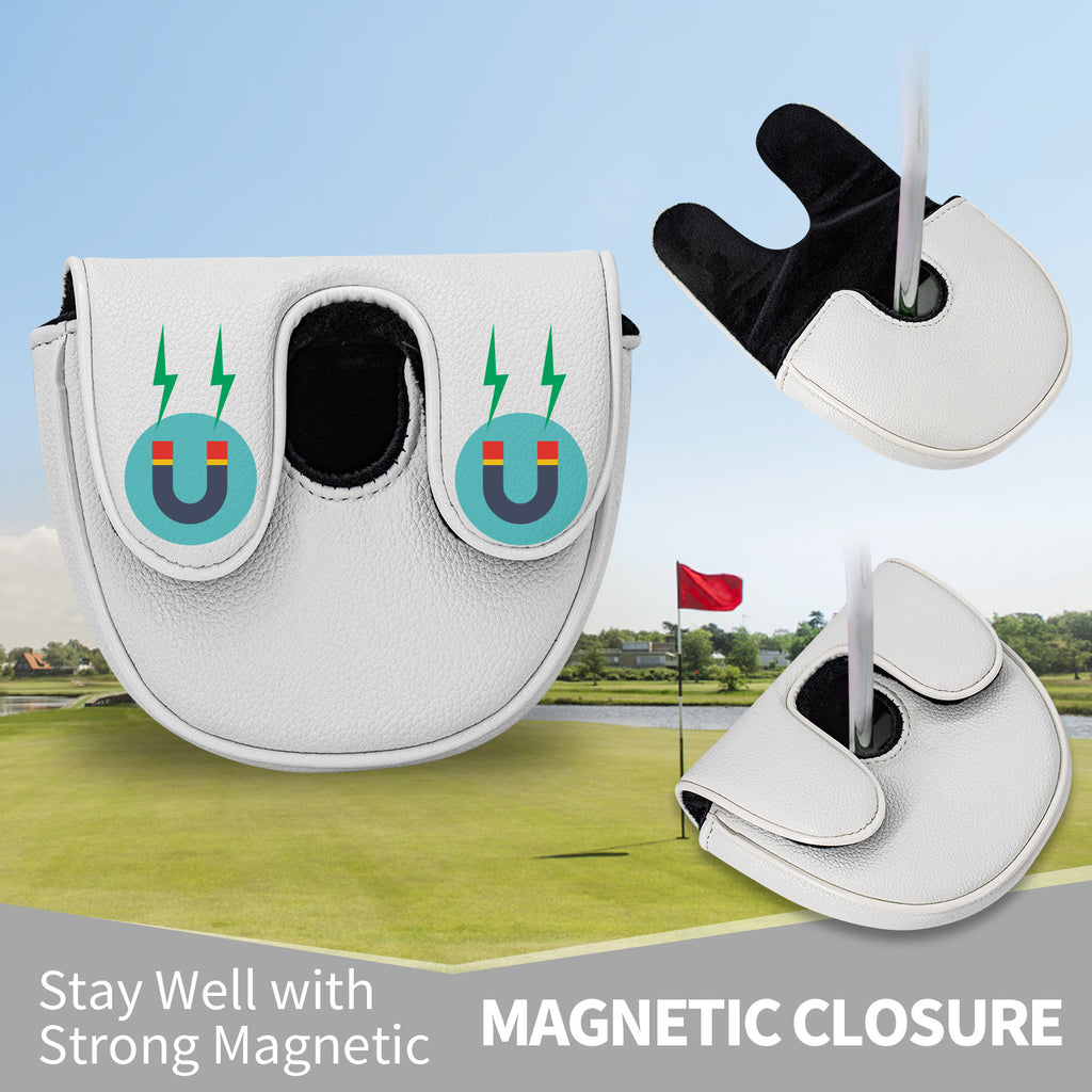 Golf Kitty Head Cover Golf Club White Leather Headcovers