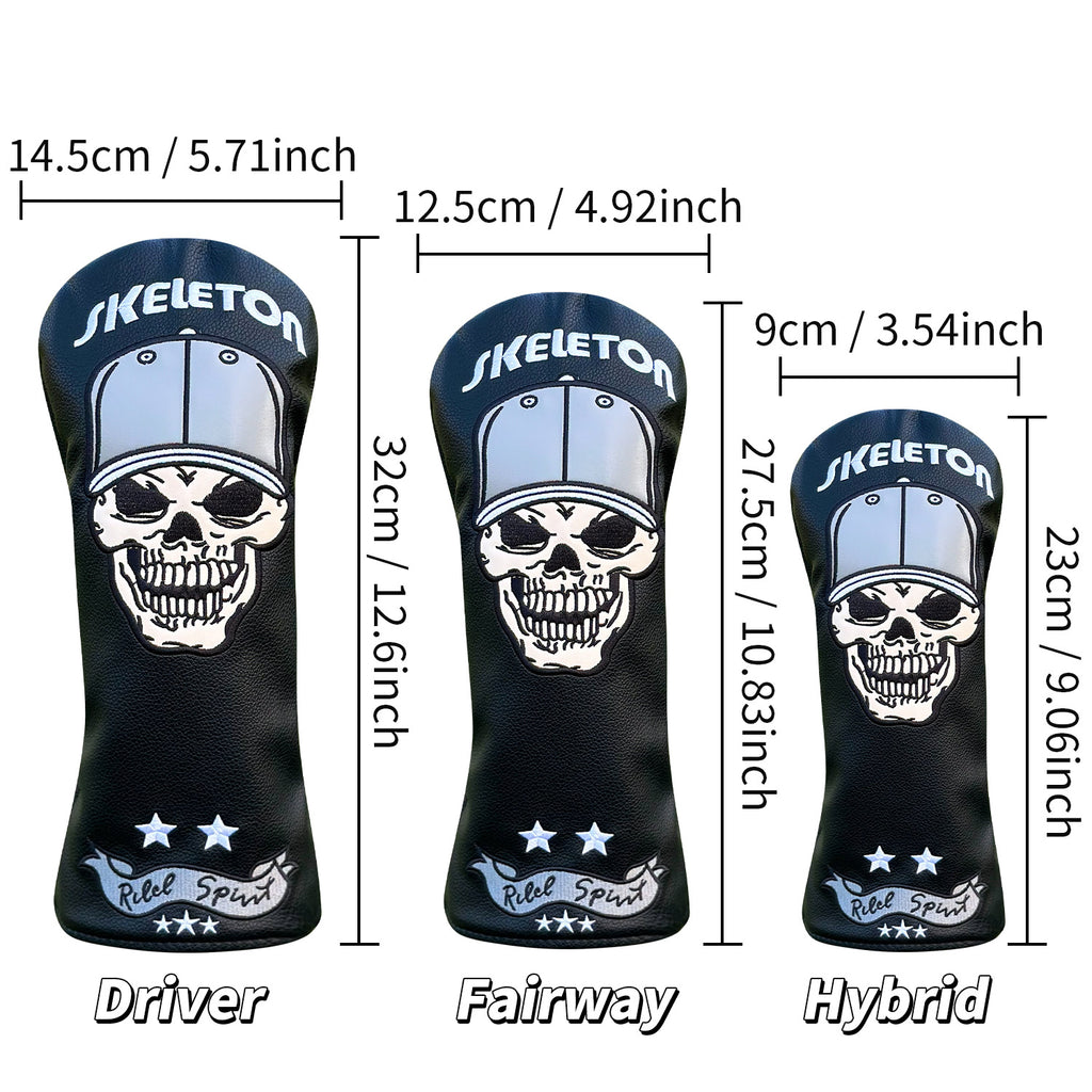Skull Golf Club Head Covers with Star Embroidery