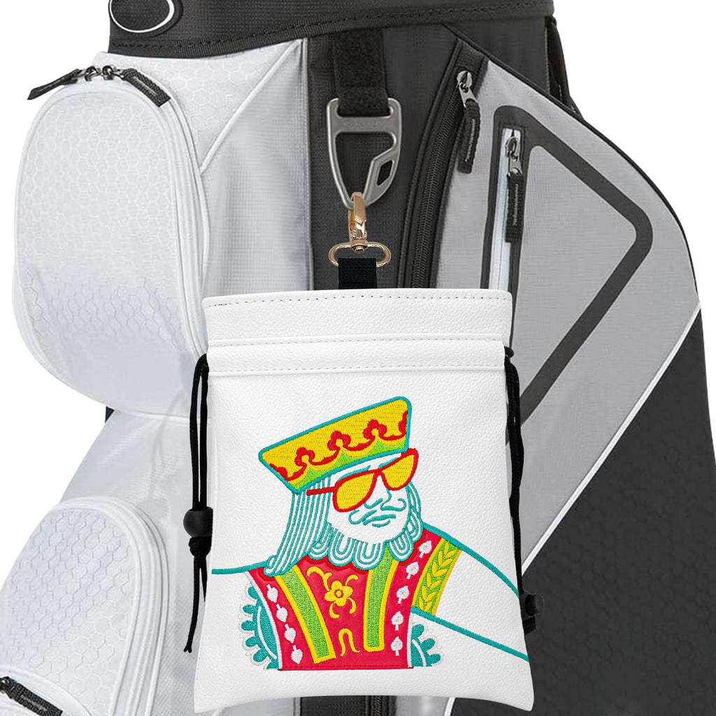 Golf Valuables Pouch Poker Embroidery Golf Pouch Bags with Drawstrings Leather Golf Tee Bag Pouchs