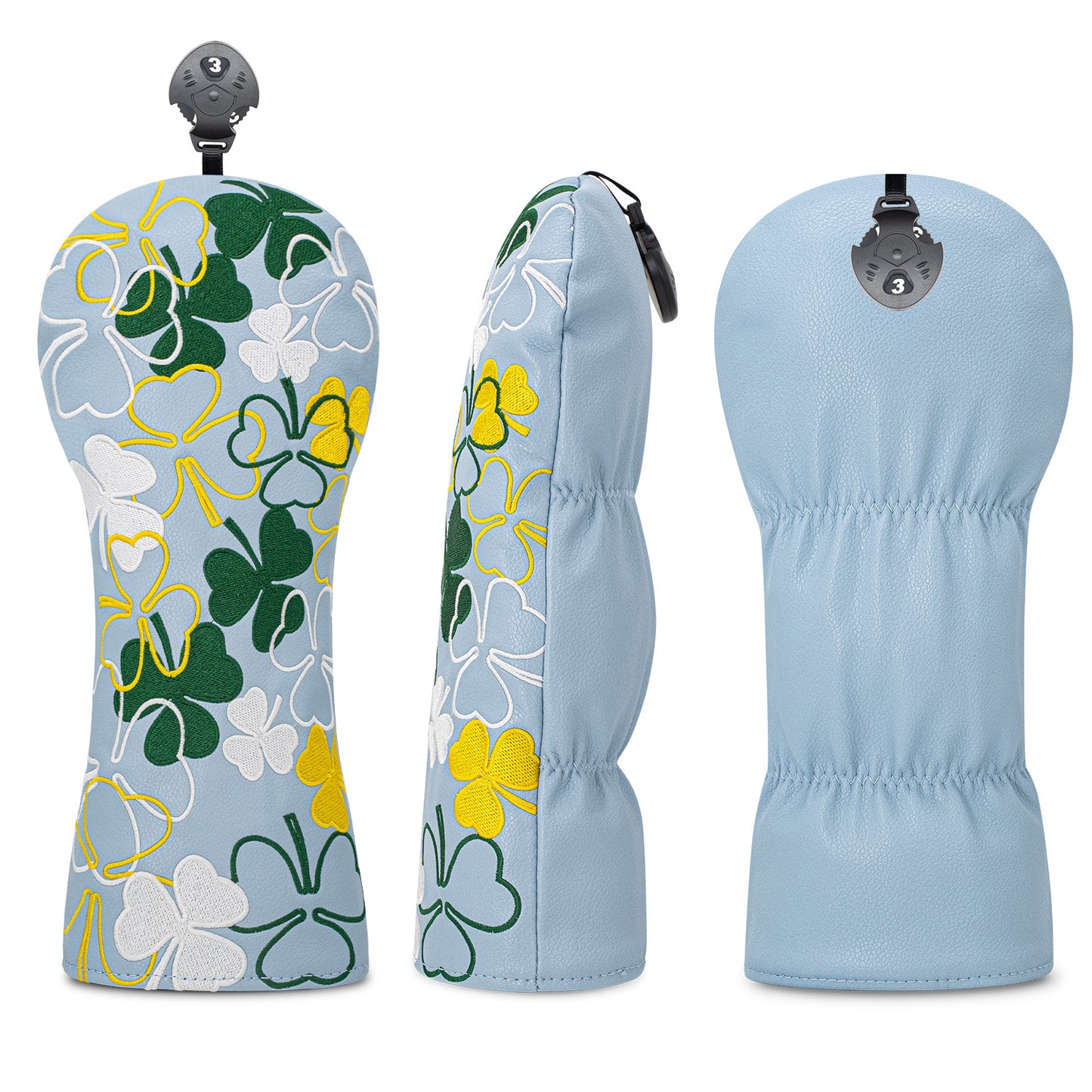 Golf Headcovers Golf Club Head Covers Four Leaf Clover Good Luck Charm - Clover Style Premium Leather Driver Fairway(FW) Wood Hybrid(UT) with Number Tags