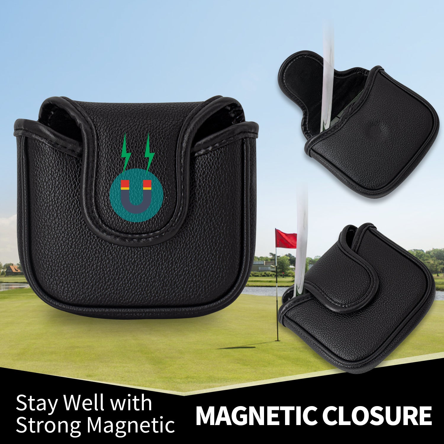 Golf Mallet Putter Cover  Golf Club Cover with Strong Magnetic Closure