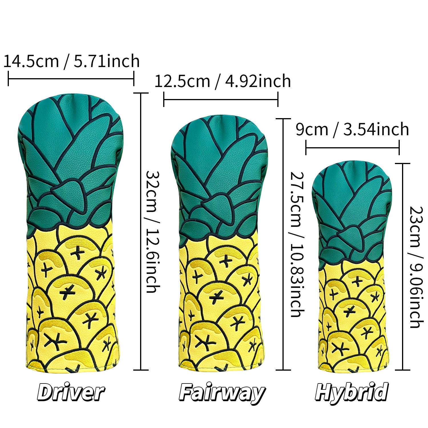 Pineapple Fruit Embroidery Golf Club Head Covers