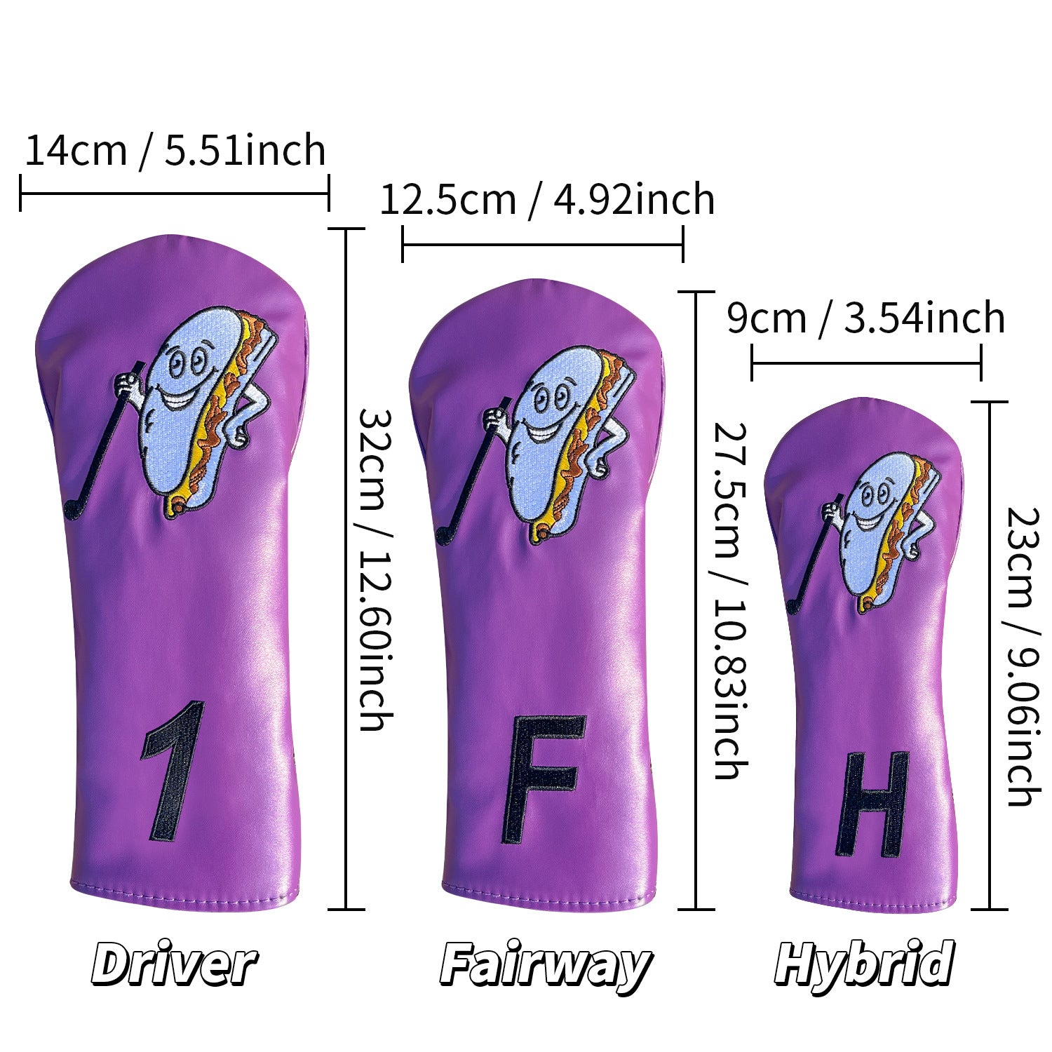 Fun Food Hot Dog Purple Golf Club Head Covers