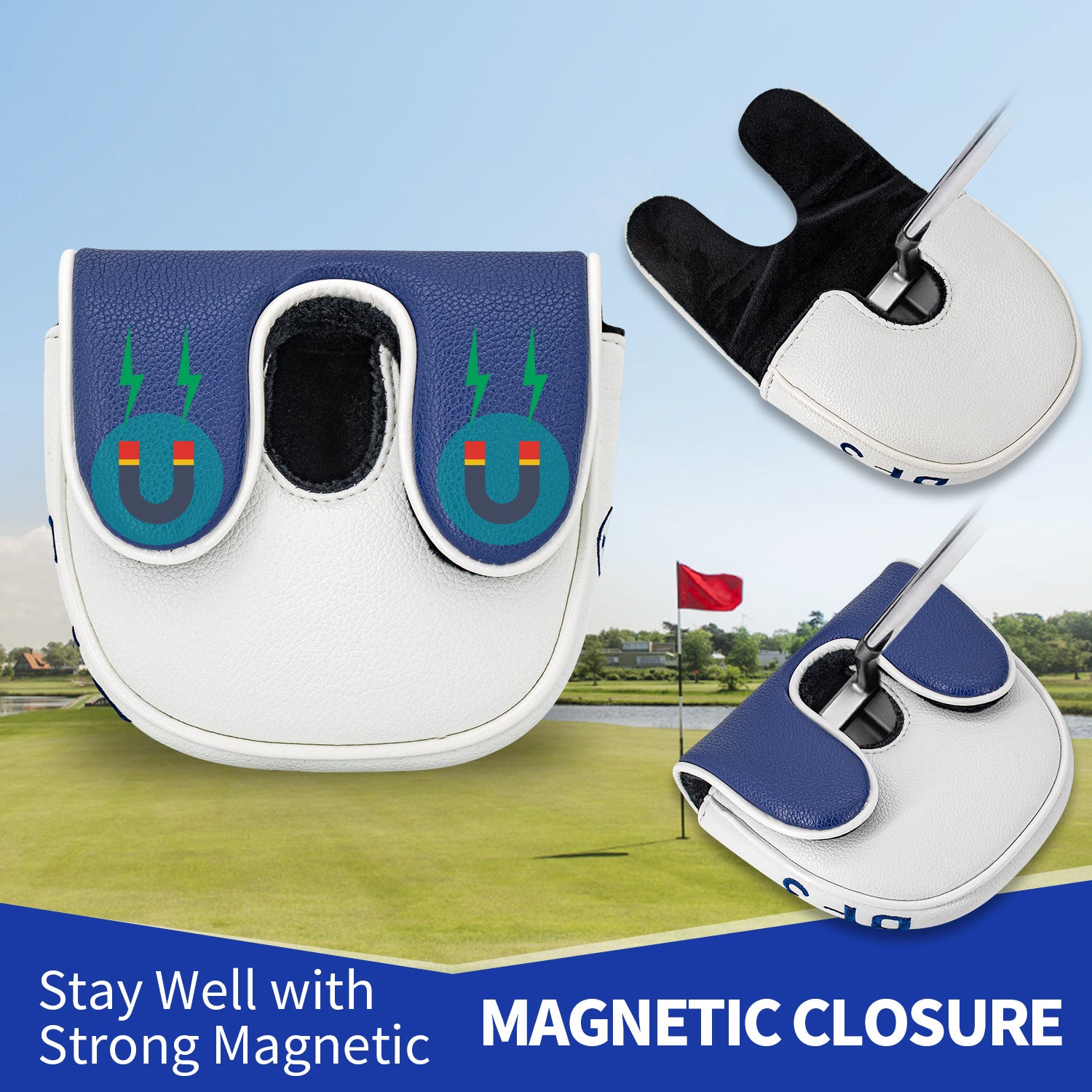 Square Putter Cover Cartoon Embroidery Pattern PU Leather Headcover