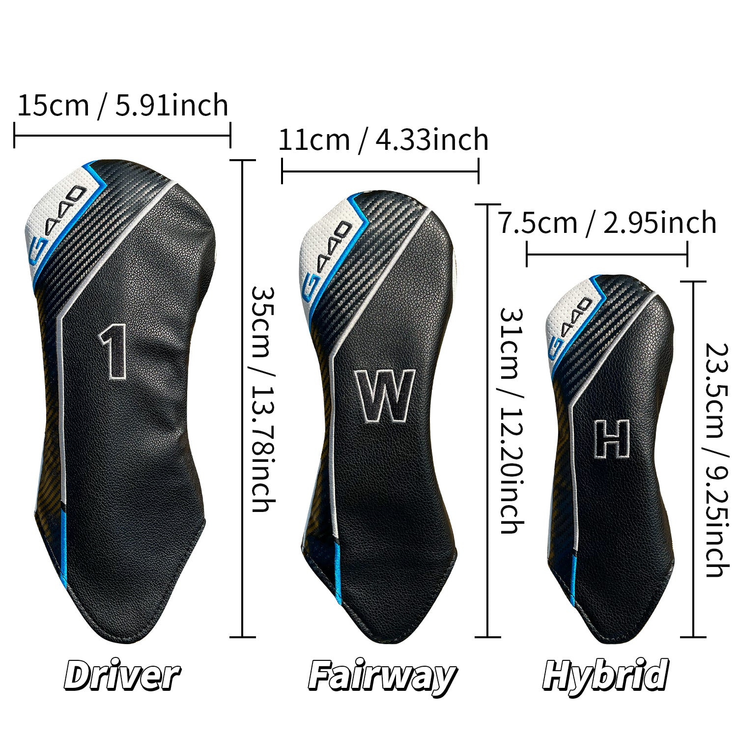 Sports Golf Head Covers 4pcs or 1pc  Premium PU Leather