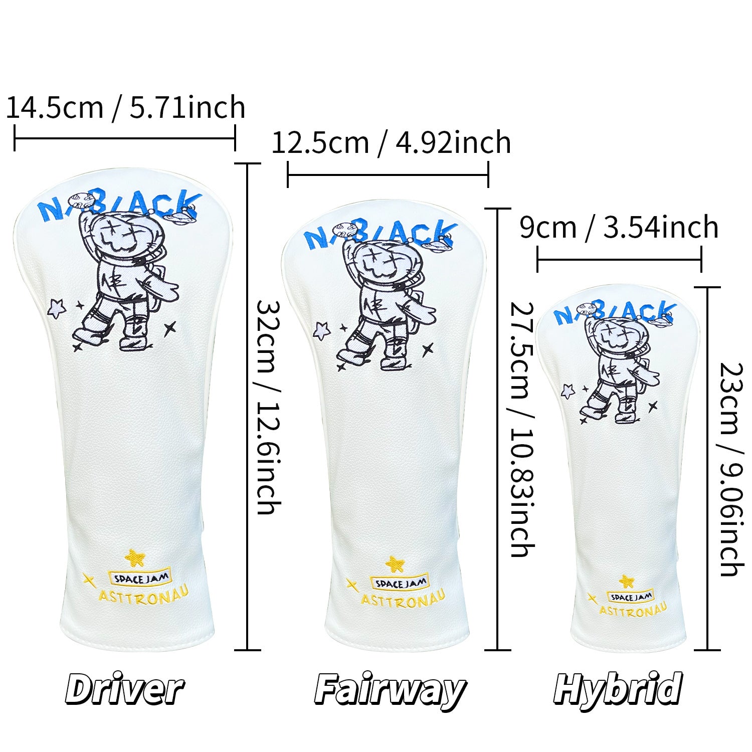 Cartoon Astronaut Embroidered Golf Driver Head Covers
