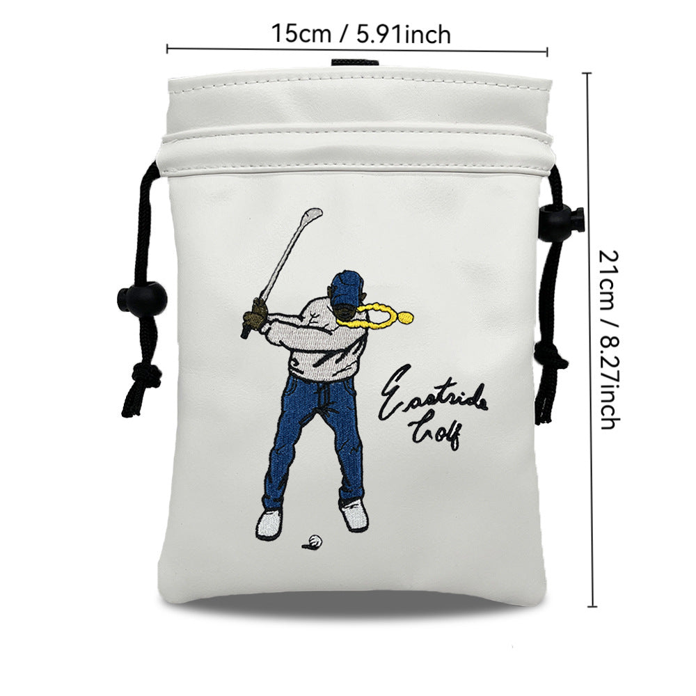 Funny Golf Valuables Bag with Drawstrings - Synthetic Leather Tee Pouch for Men