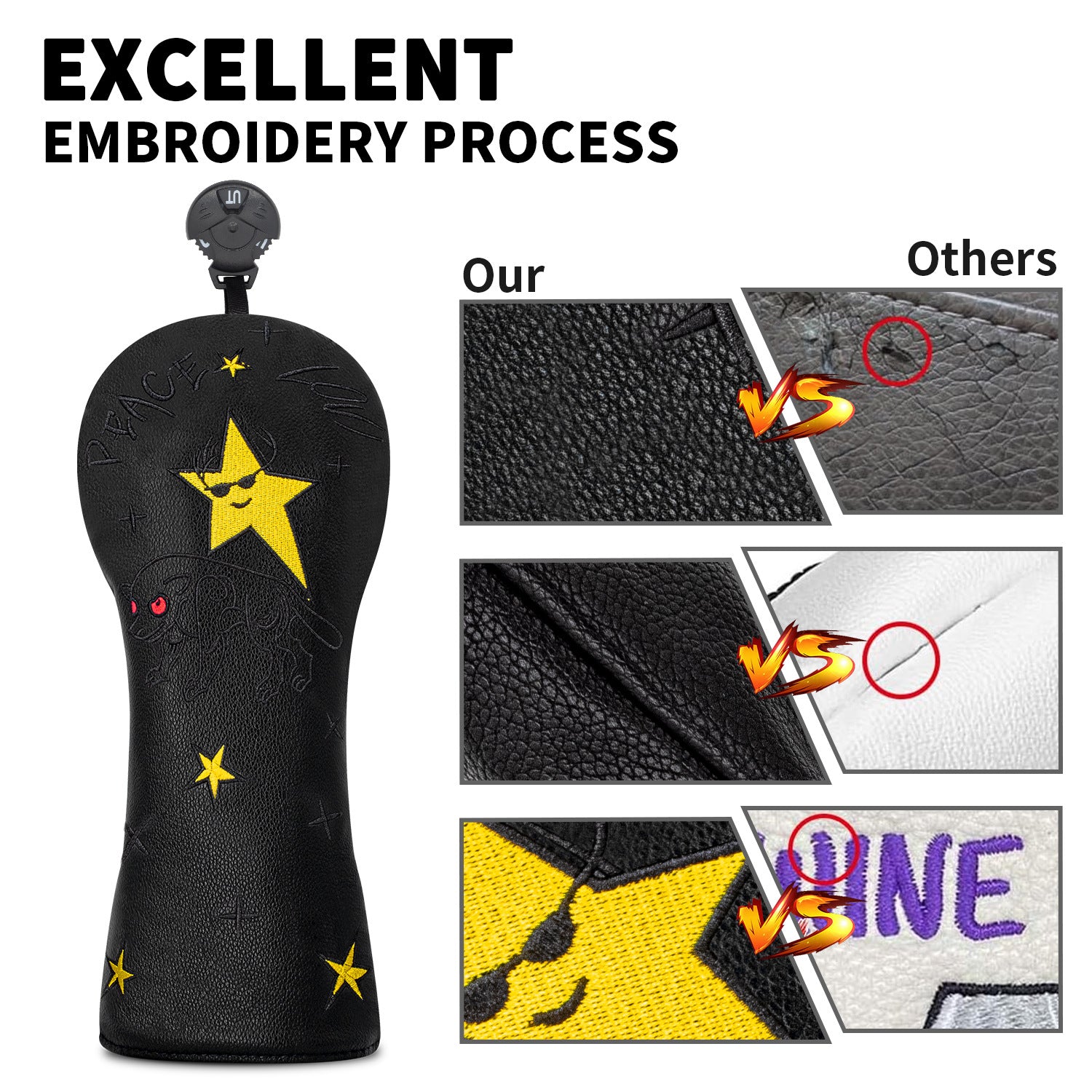 Five-Pointed Star Embroidery Golf Club Covers