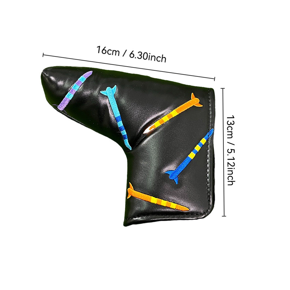 Playful rocket embroidery putter covers