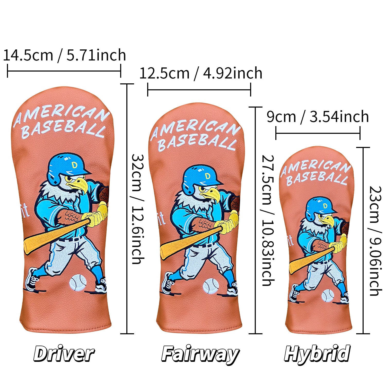 American Baseball Eagle Golf Club Head Covers Set