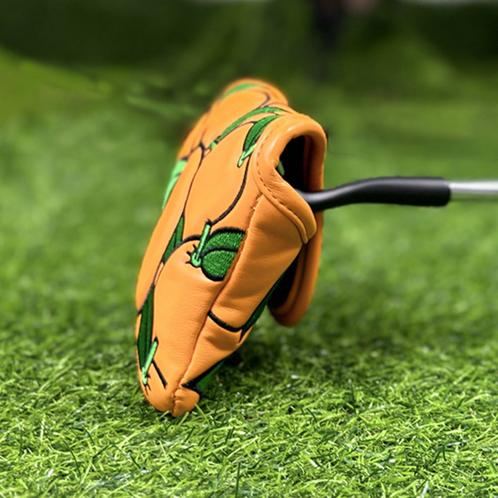 Golf Club Covers Orange Golf Head Cover Driver Covers Fairway Wood Headcover Hybrid Cover Leather Golf Headcover for Scotty Cameron Taylormade Titleist Odyssey