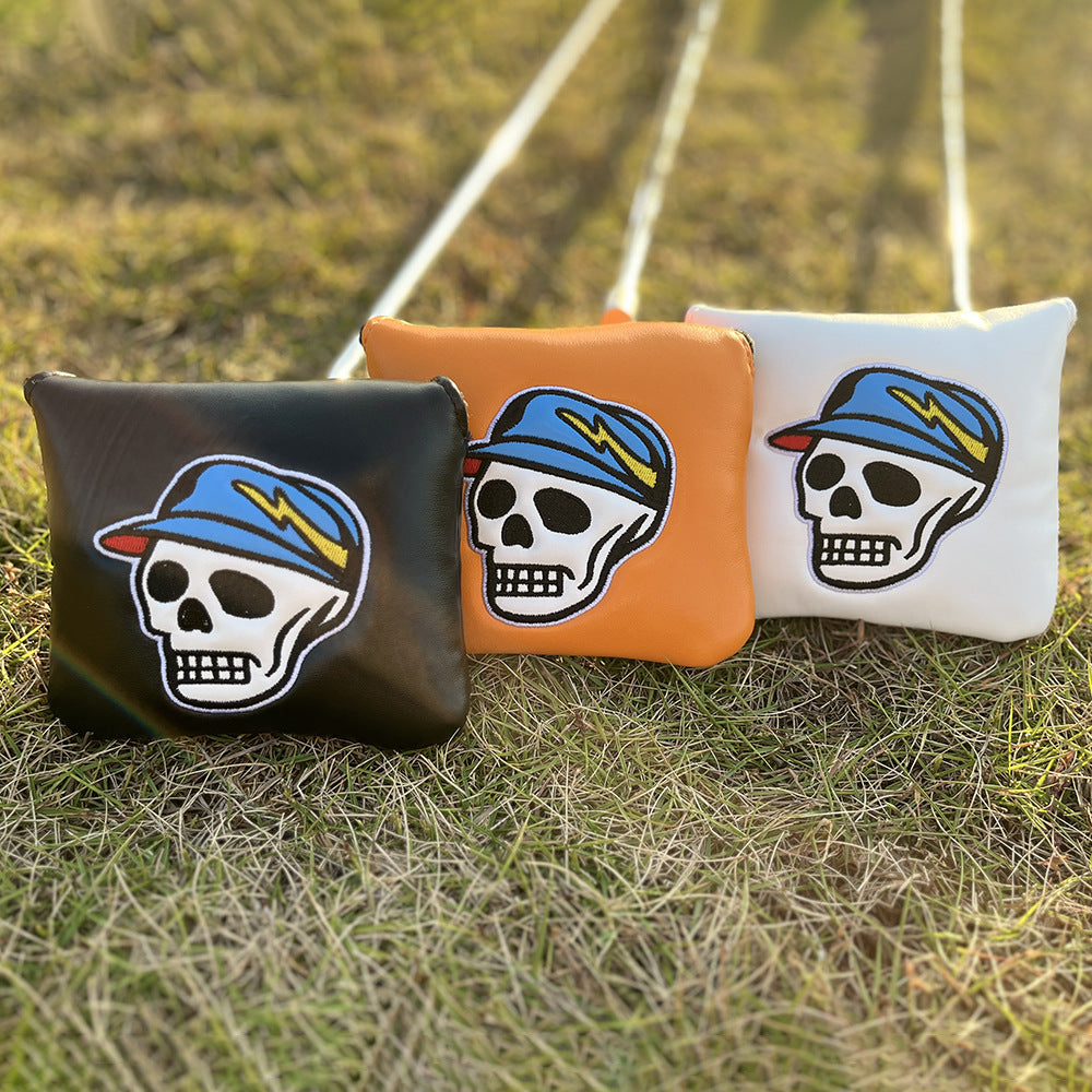 Black Golf Club Covers Skull Embroidery Driver Headcover Fairway 3 Wood Headcover Hybrid Headcover for Your Selection fits for All Brands