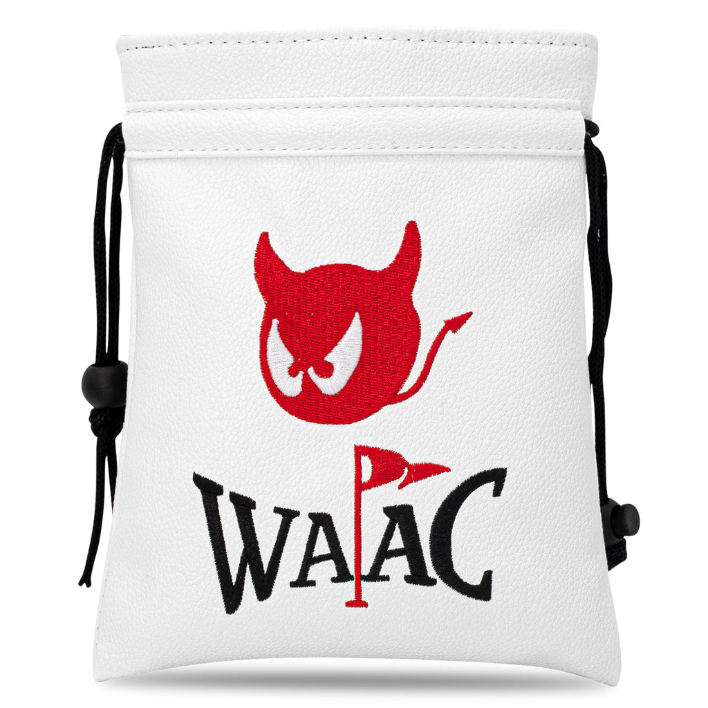 Golf Spikes Golf Valuables Pouch Bag with Drawstrings - Premium Faux Leather Tee Pouch