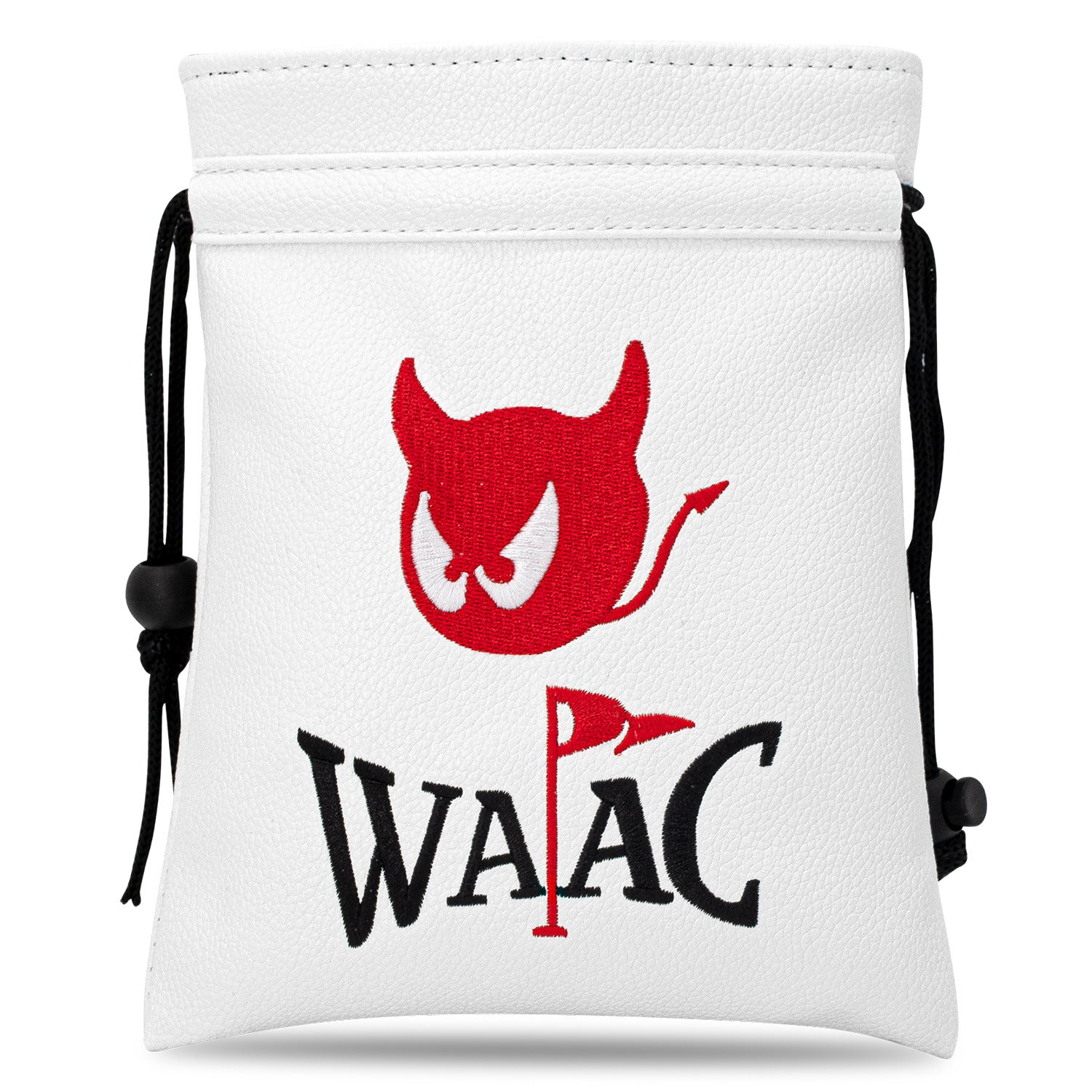 Golf Spikes Golf Valuables Pouch Bag with Drawstrings - Premium Faux Leather Tee Pouch