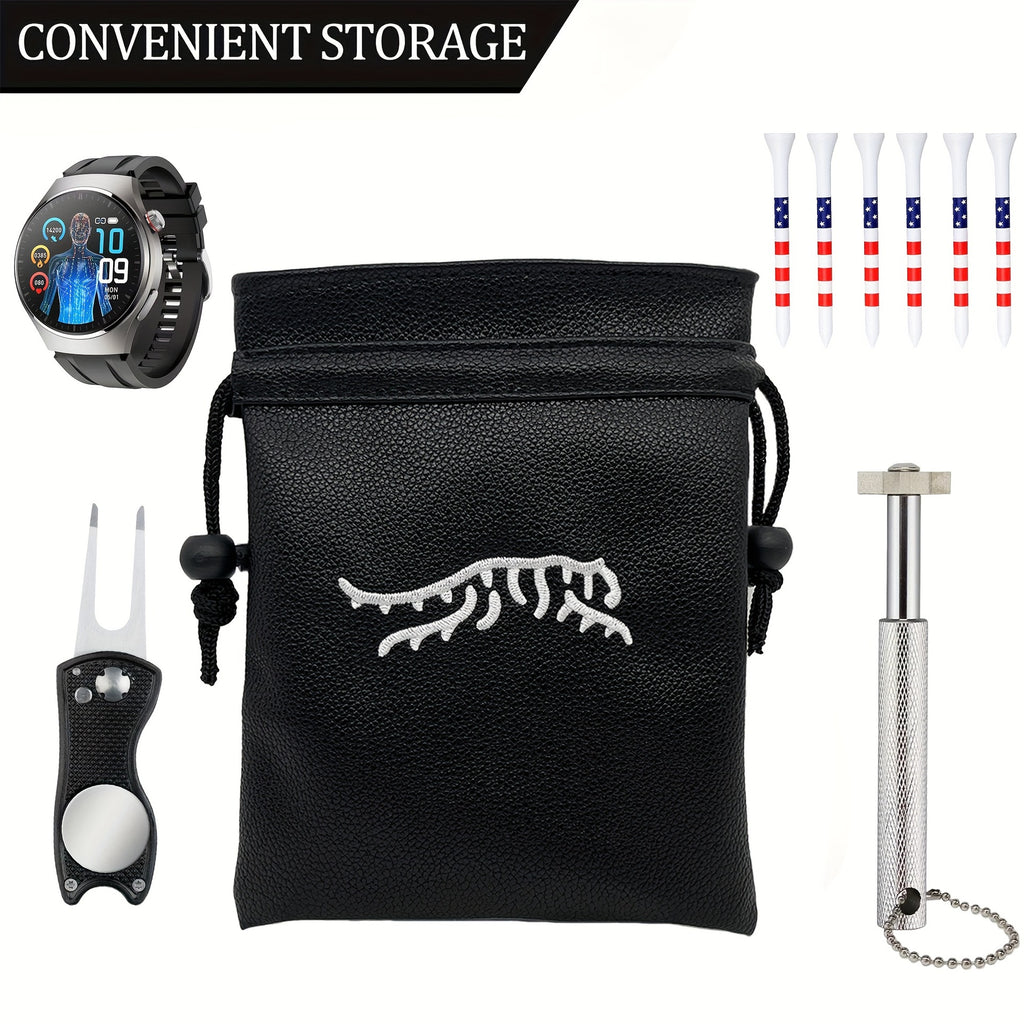 Tiger Woods embroidery Leather golf valuables bag