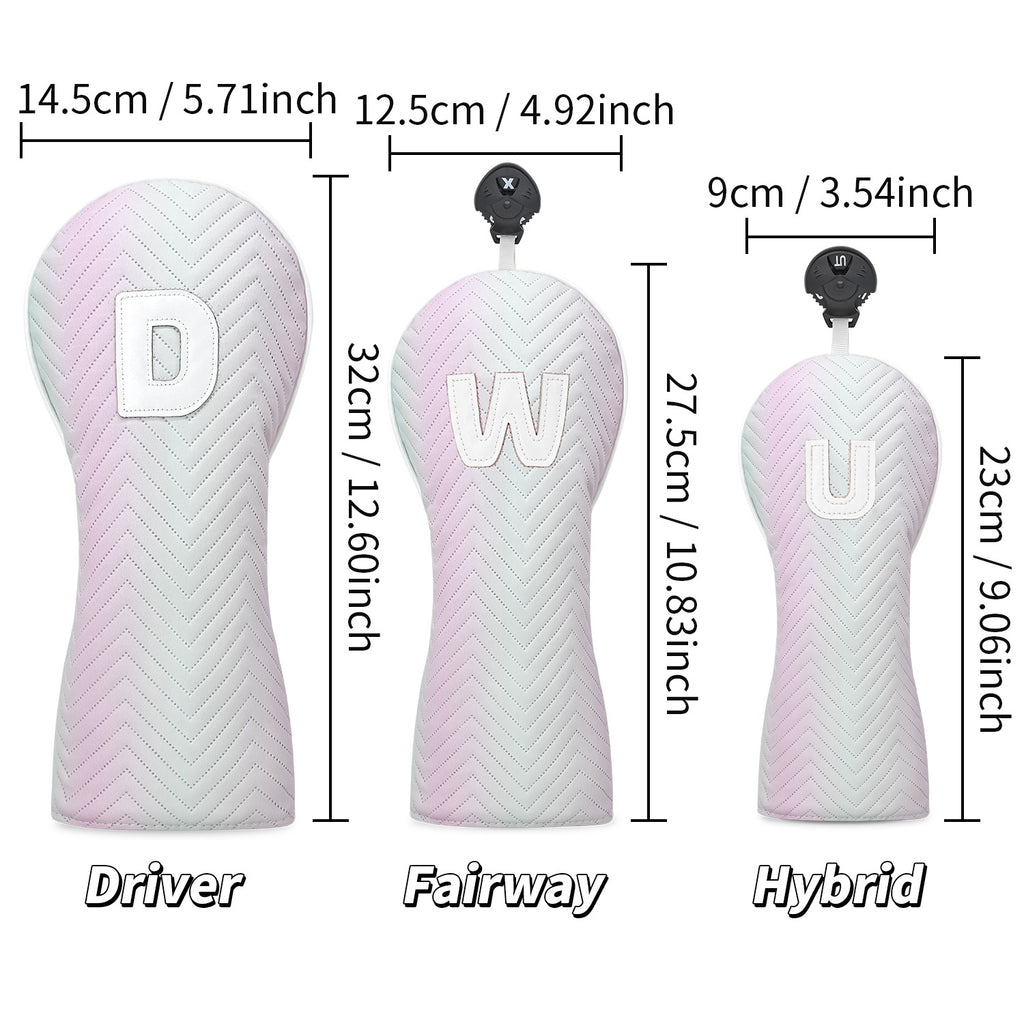 Women's Golf Club Covers Pink-Green Gradient Embroidery