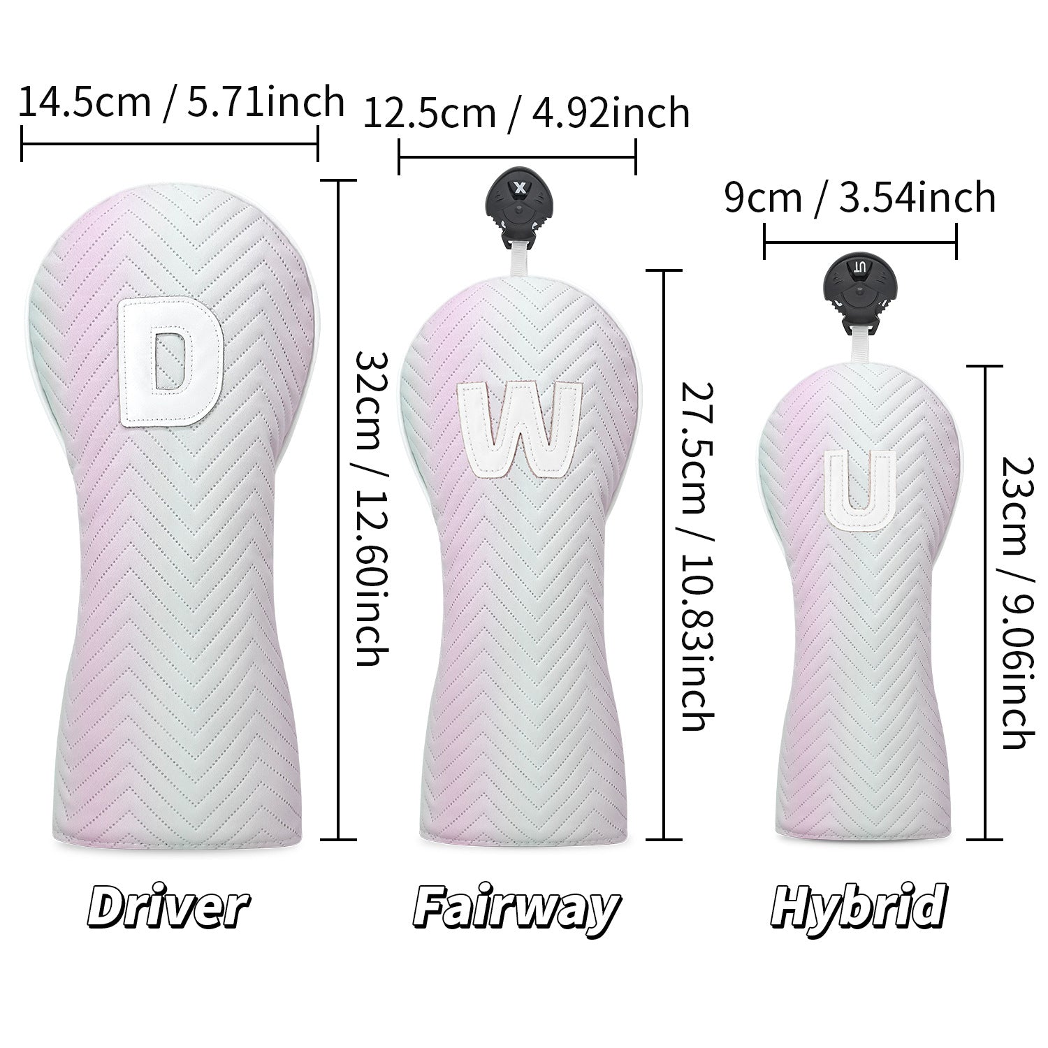 Women's Golf Club Covers Pink-Green Gradient Embroidery