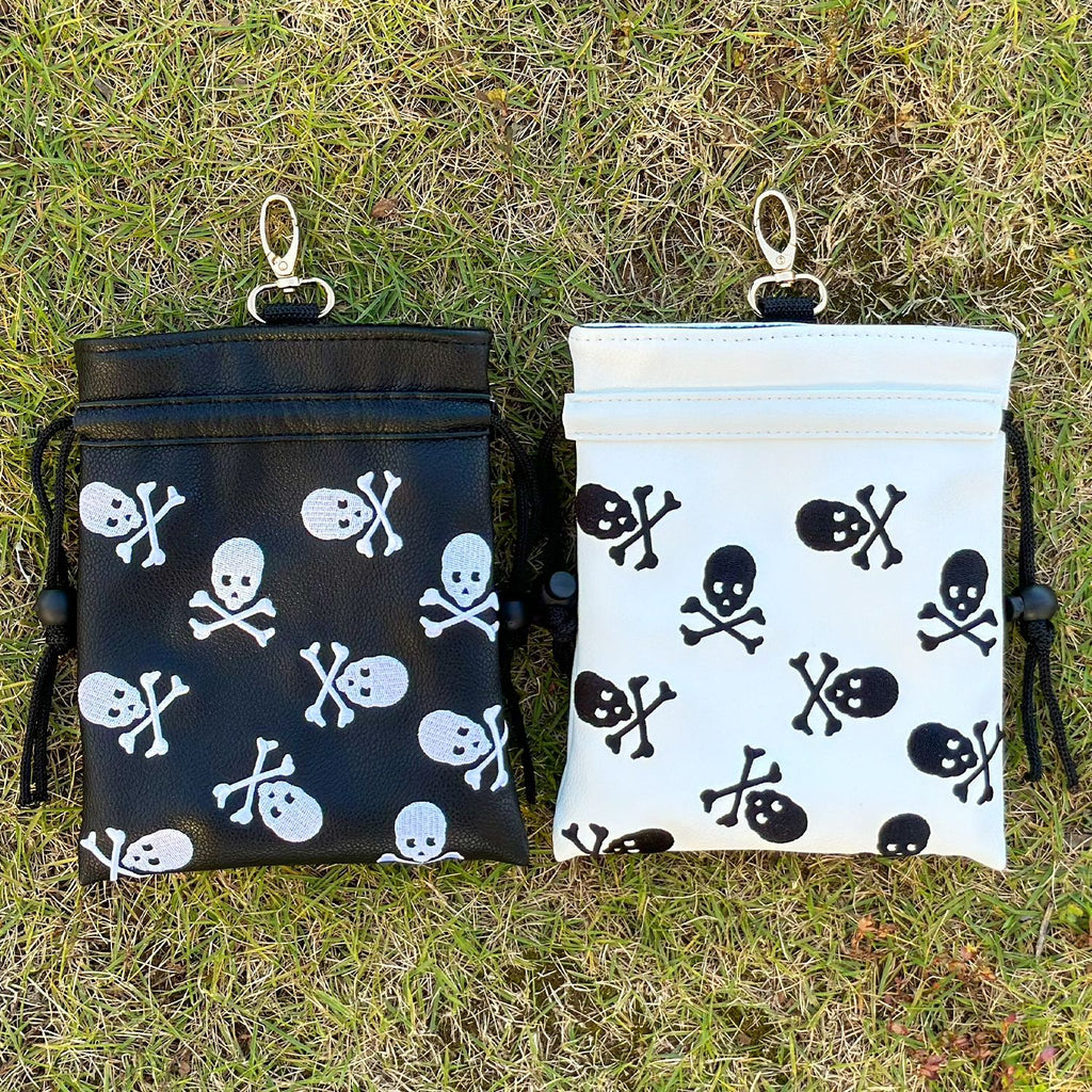 Golf Pouch tee black and white skull pattern for Men Women
