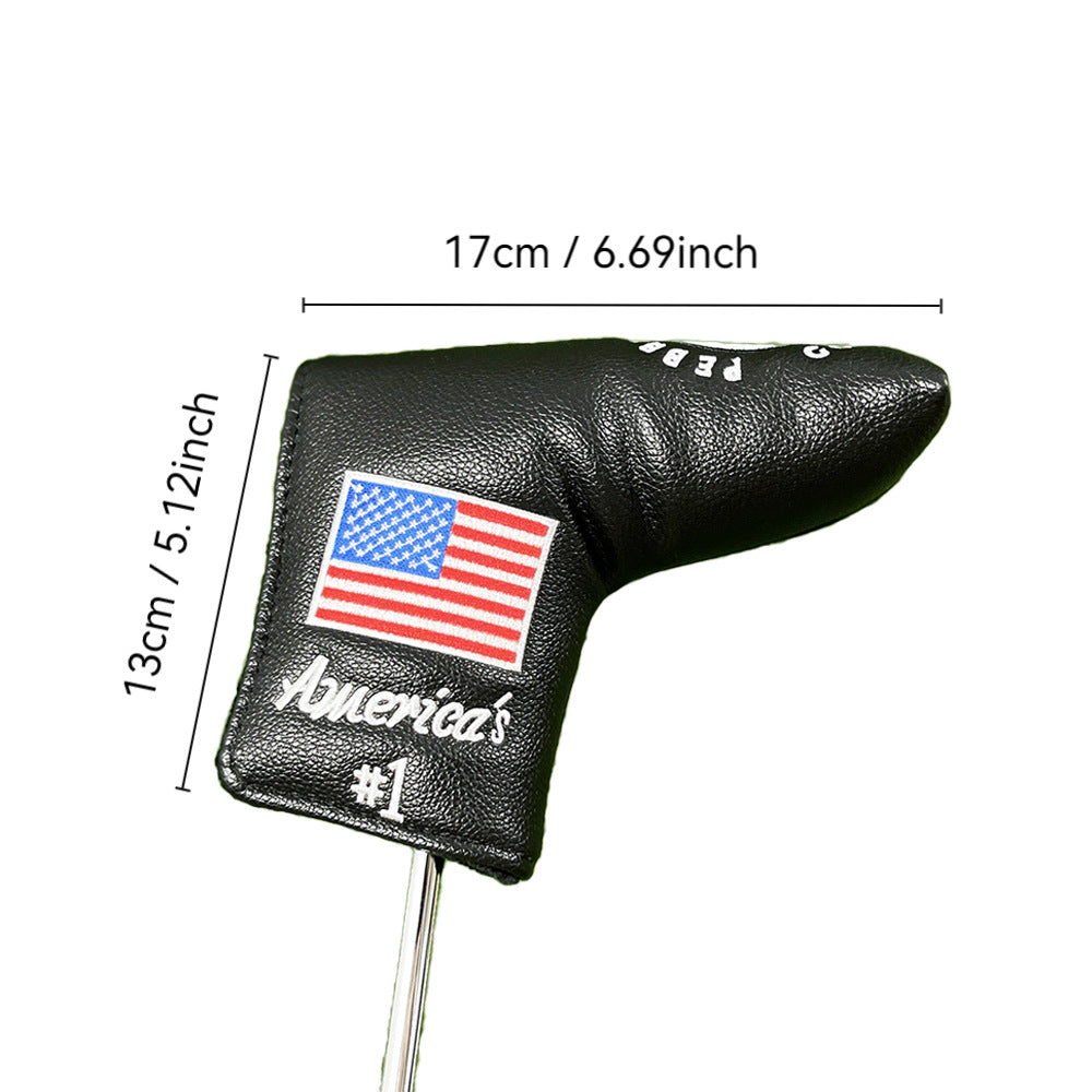 USA embroidered pattern leather mallet putter cover