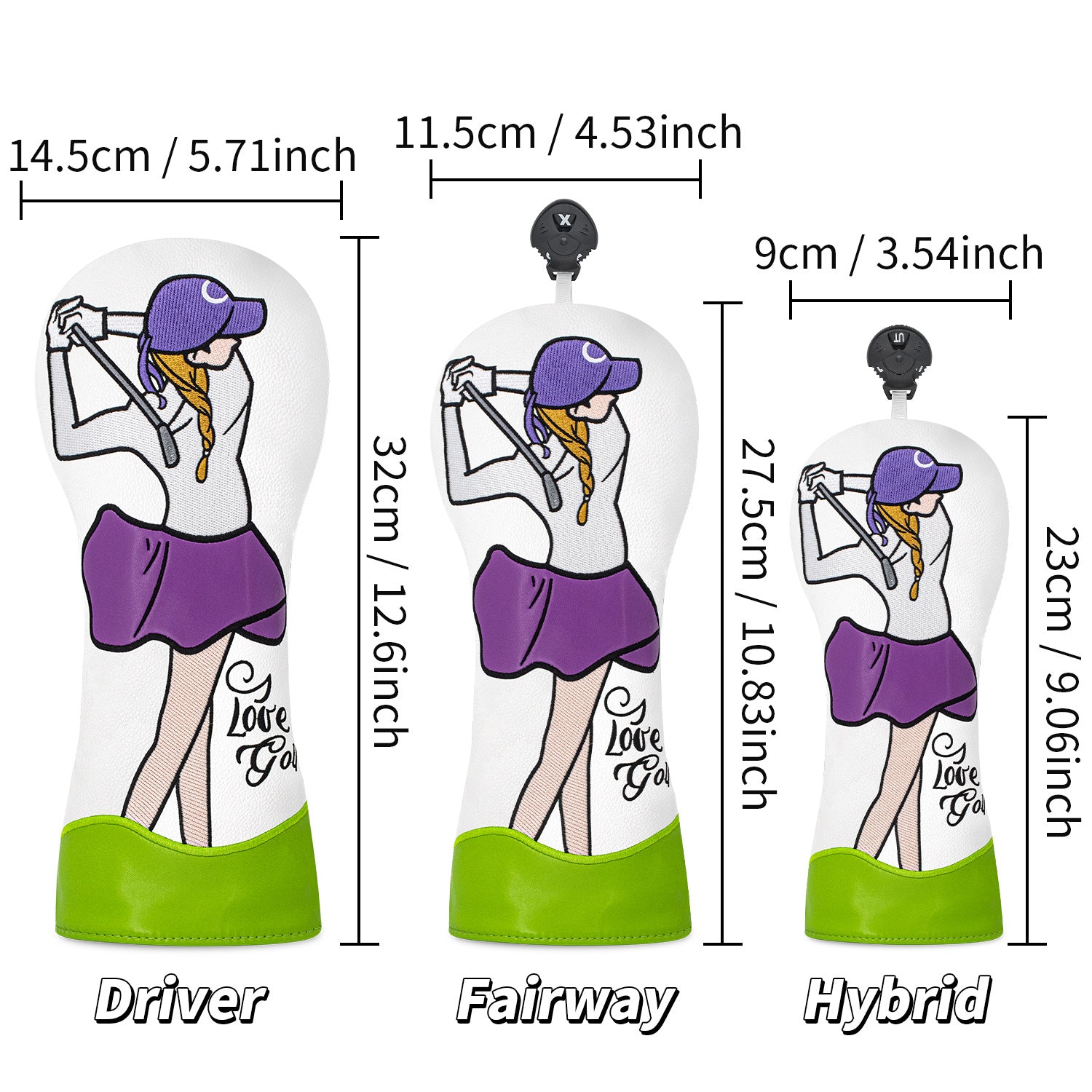 Cartoon Sporty Girl Golf Club Head Covers, Ideal Christmas Gifts for Women