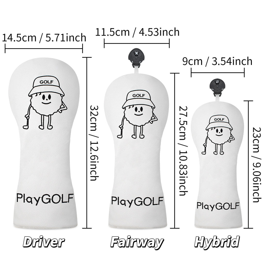 Fun Cartoon Golf Ball Character Golf Club Headcovers 4pcs or 1pc