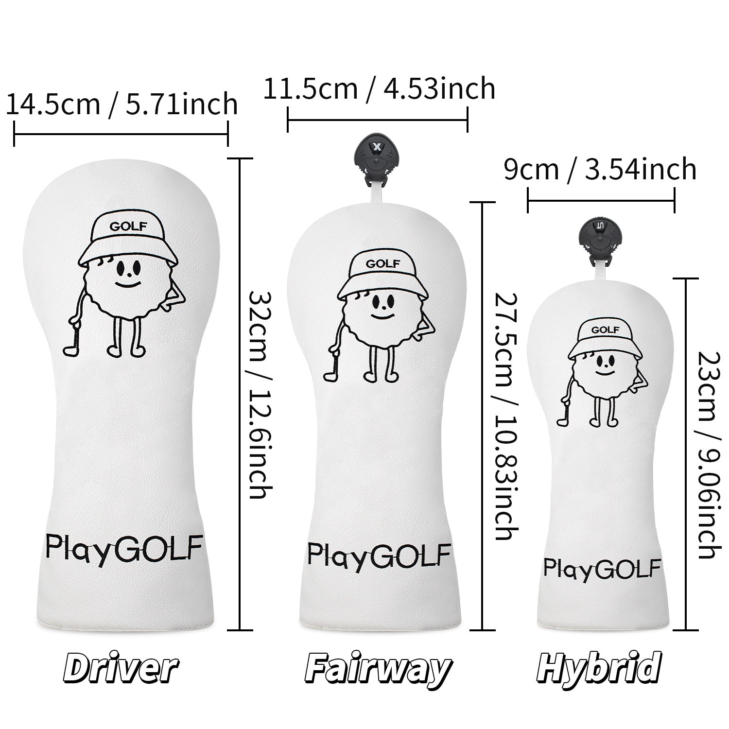 Fun Cartoon Golf Ball Character Golf Club Headcovers 4pcs or 1pc