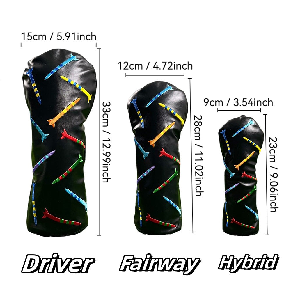Colorful Nail Embroidered Pattern Personalised Golf Head Covers