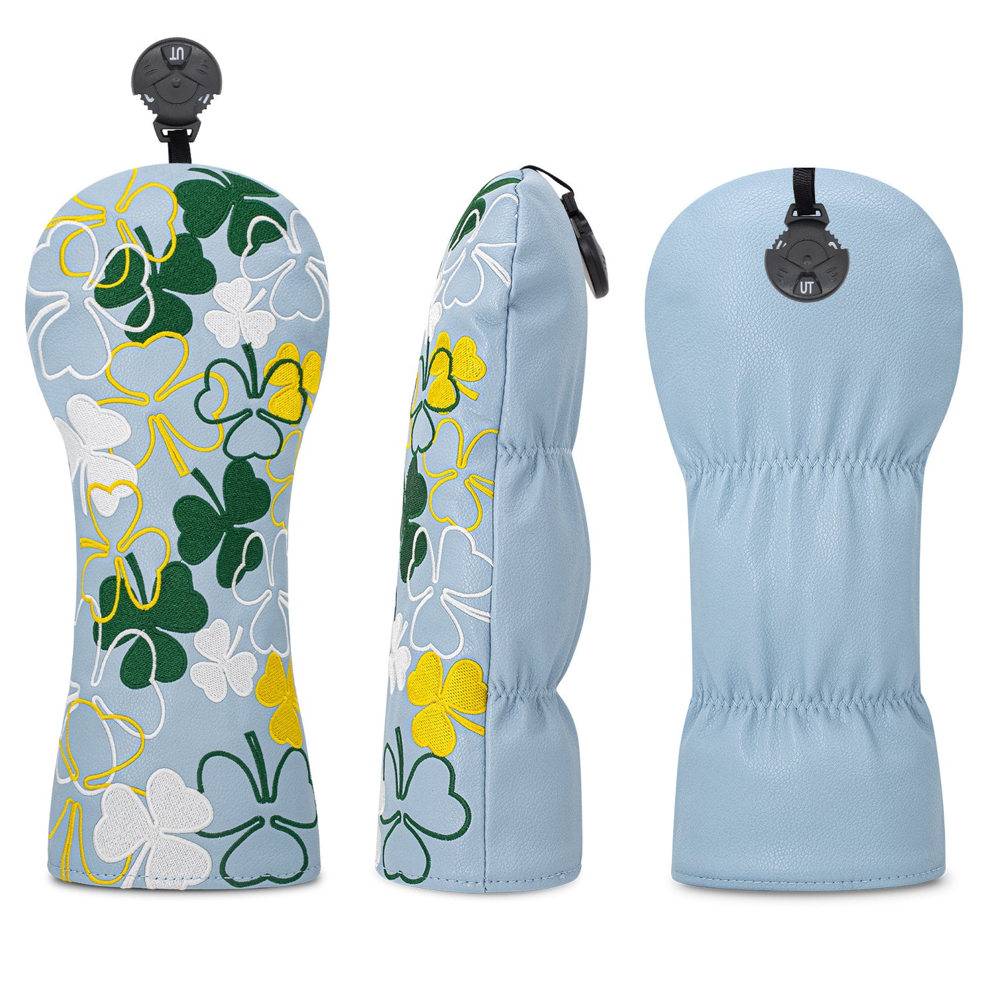 Golf Headcovers Golf Club Head Covers Four Leaf Clover Good Luck Charm - Clover Style Premium Leather Driver Fairway(FW) Wood Hybrid(UT) with Number Tags