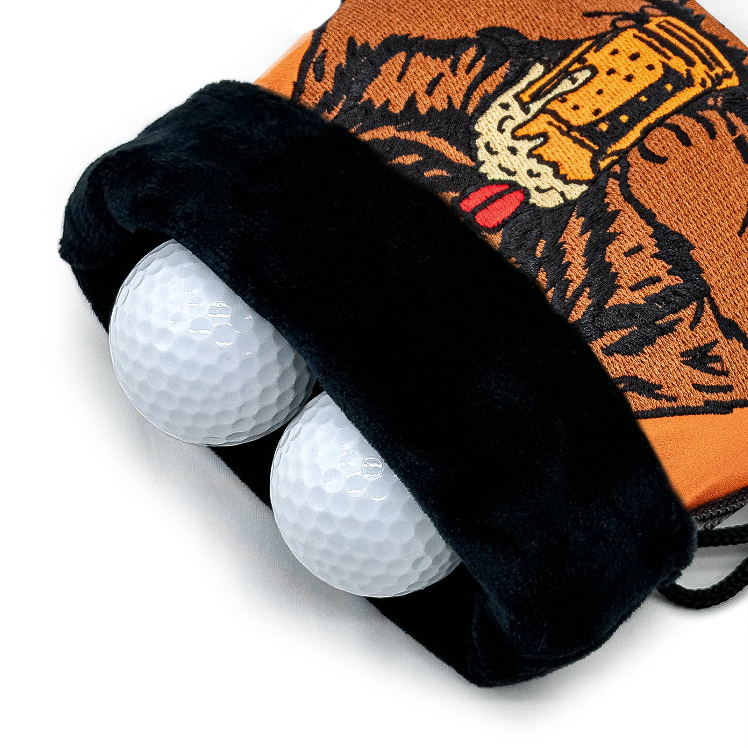 Funny Bear animal embroidery Golf Valuables Pouch, Golf Pouch Bag with Drawstrings Golf Tee Leather Tee Ball Bag