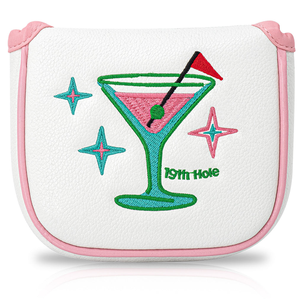 Pink Embroidered Wine Glass golf putter headcovers