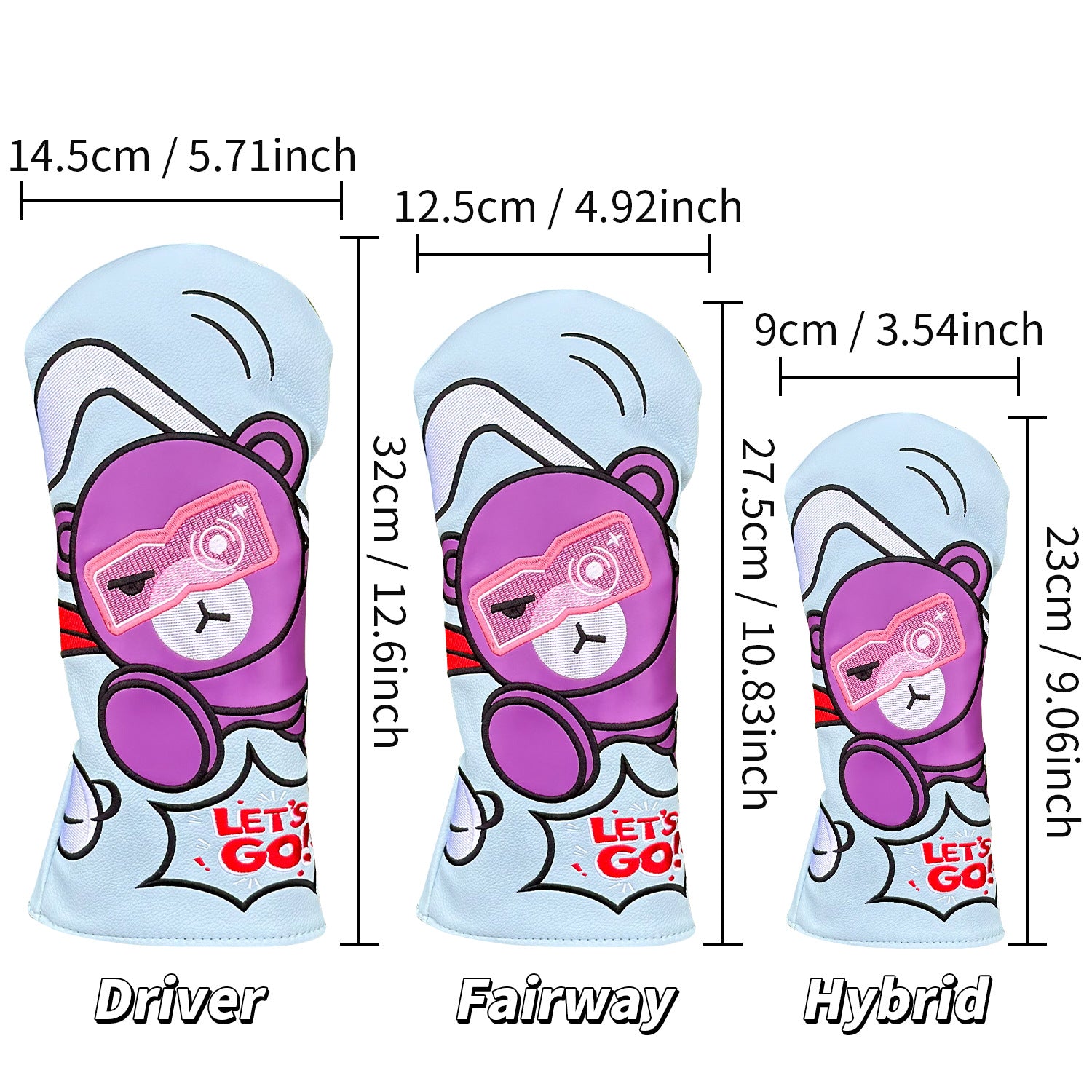 Cartoon Style Violent Bear Golf Club Head Covers