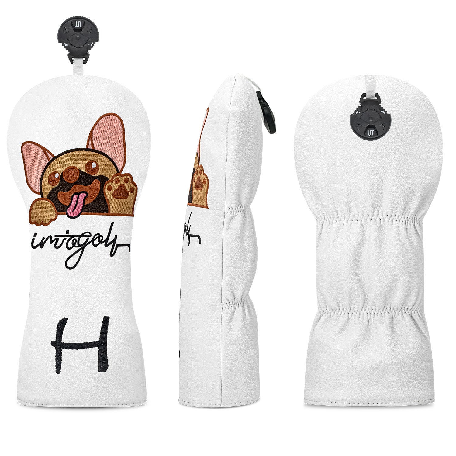 Cartoon Embroidered Dog Golf Wood Club Head Covers