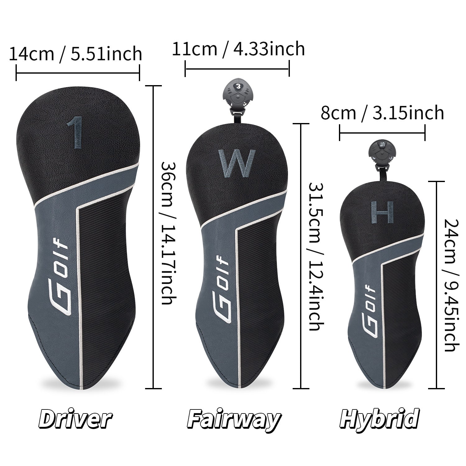 Sports golf head covers Driver Covers Fairway Wood Headcover Hybrid Cover