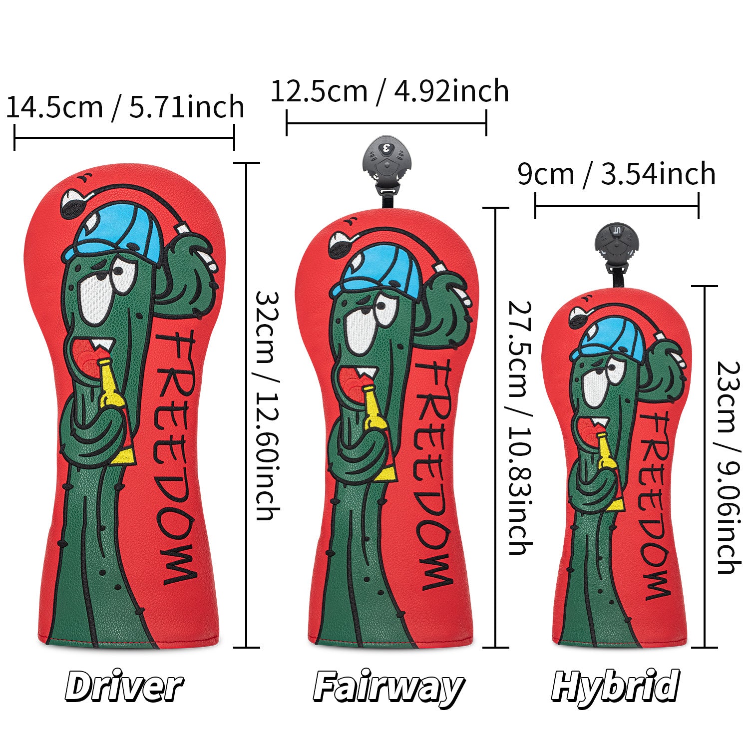 Funny Cactus Embroidery Golf Club Head Cover