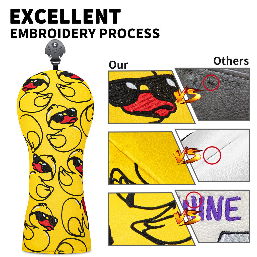 Animal Golf Covers Duckling in Sunglasses Premium Leather Golf Club Head Covers