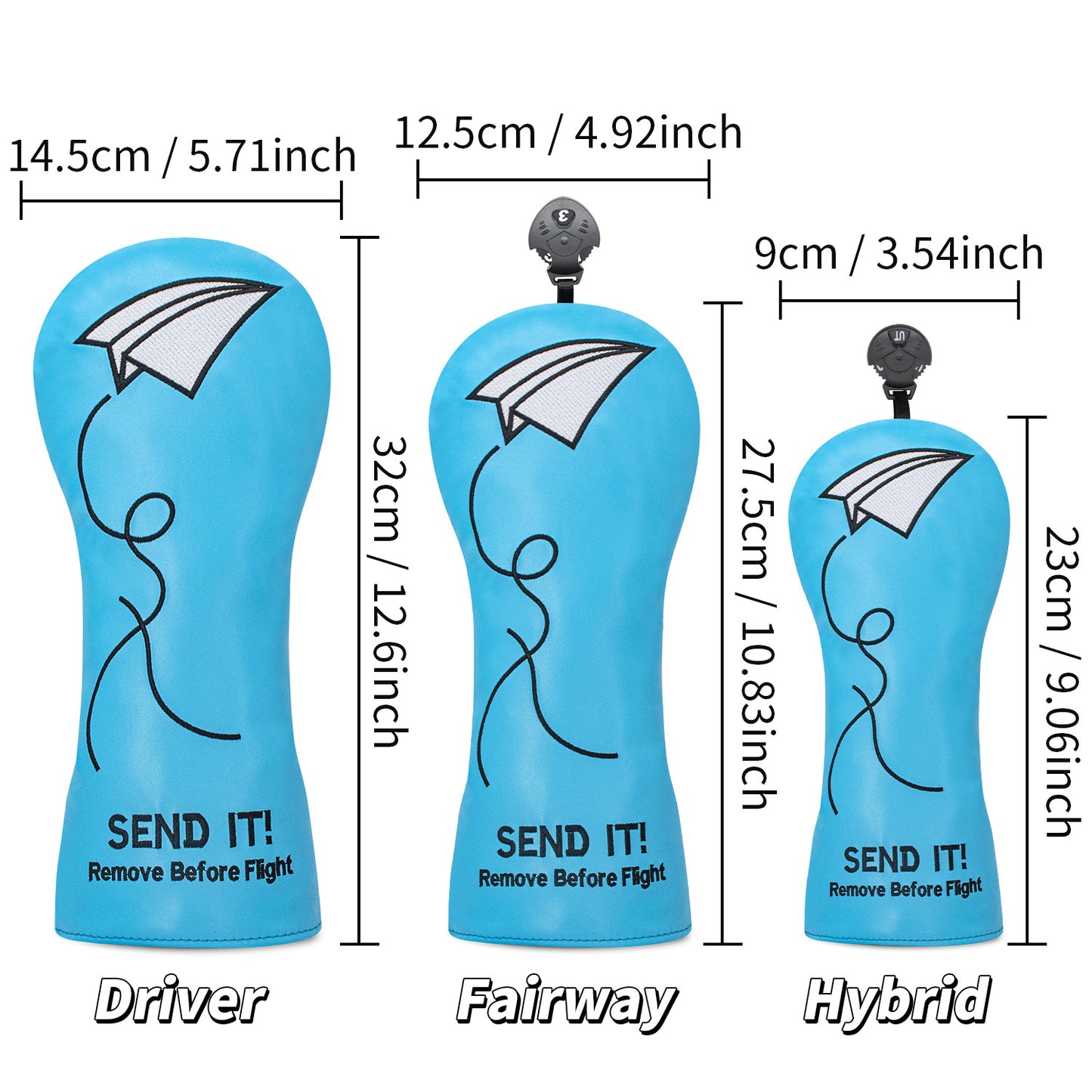 Golf Driver Headcover with Airplane Design Golf Club Covers,4pcs or 1pc Golf Headcovers for Woods and Driver Fairway Hybrids Women Men - Premium PU Leather