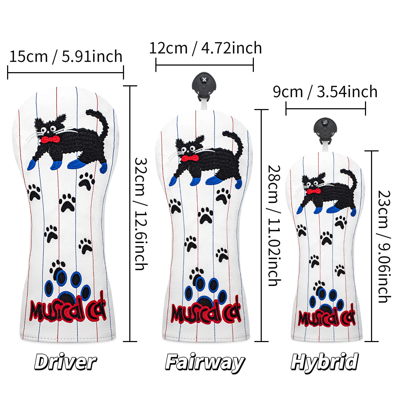 Cartoon Musical Cat Golf Club Head Covers