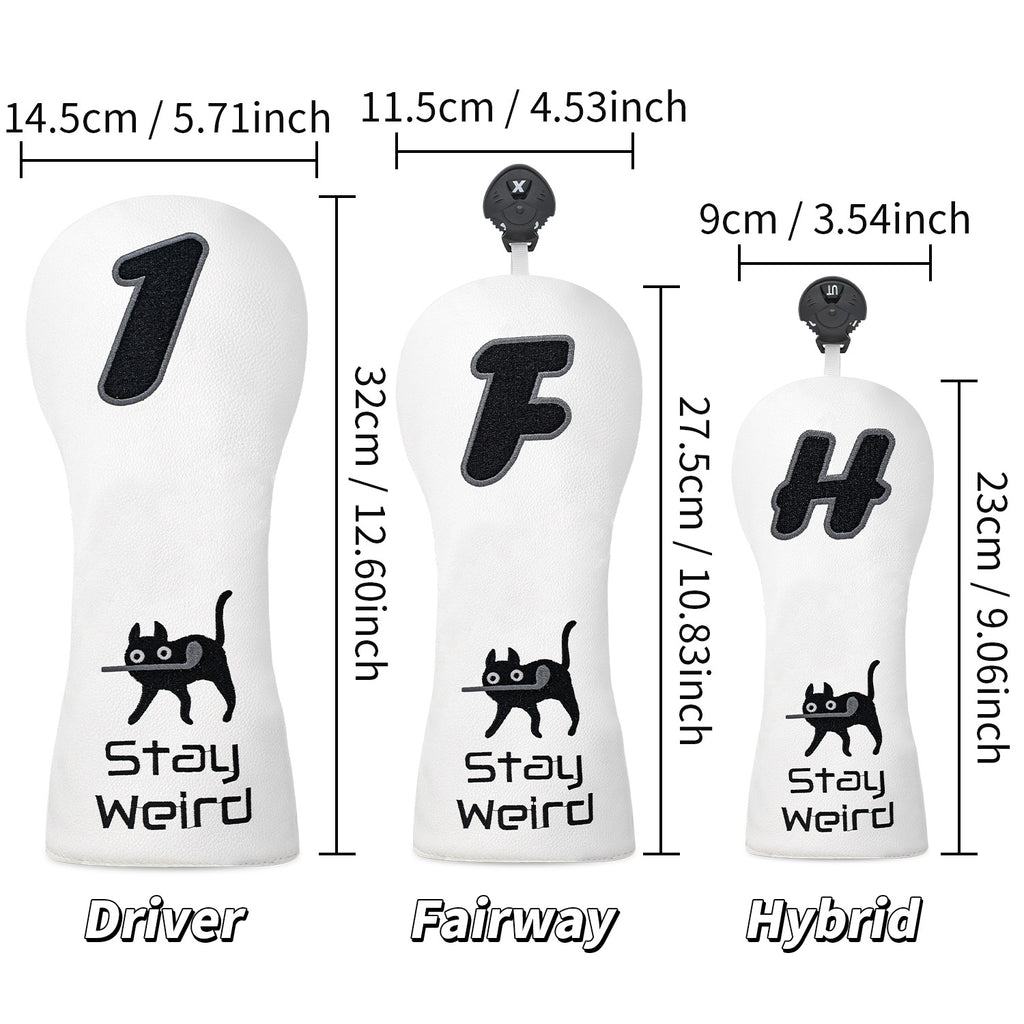Fun Cat Golf Head Covers Premium PU Leather