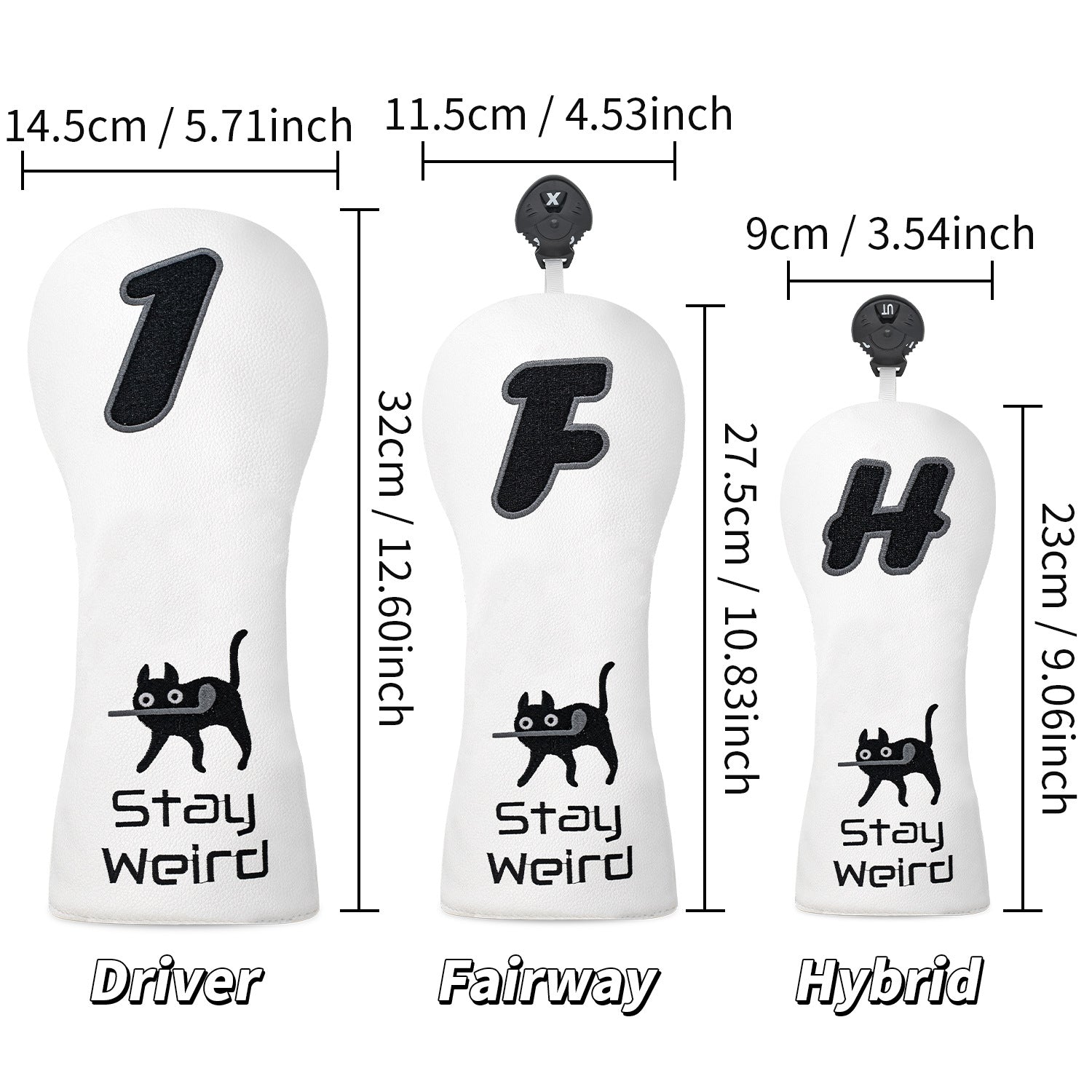 Fun Cat Golf Head Covers Premium PU Leather
