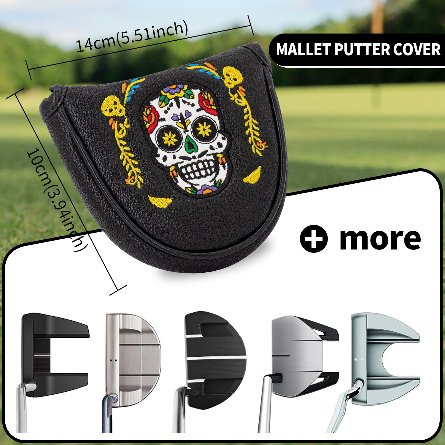 Personalized Day of the Dead Style skull putter cover