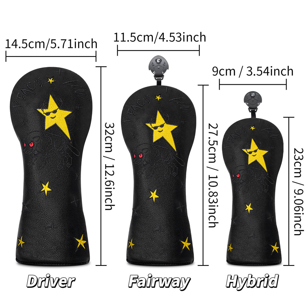 Five-Pointed Star Embroidery Golf Club Covers