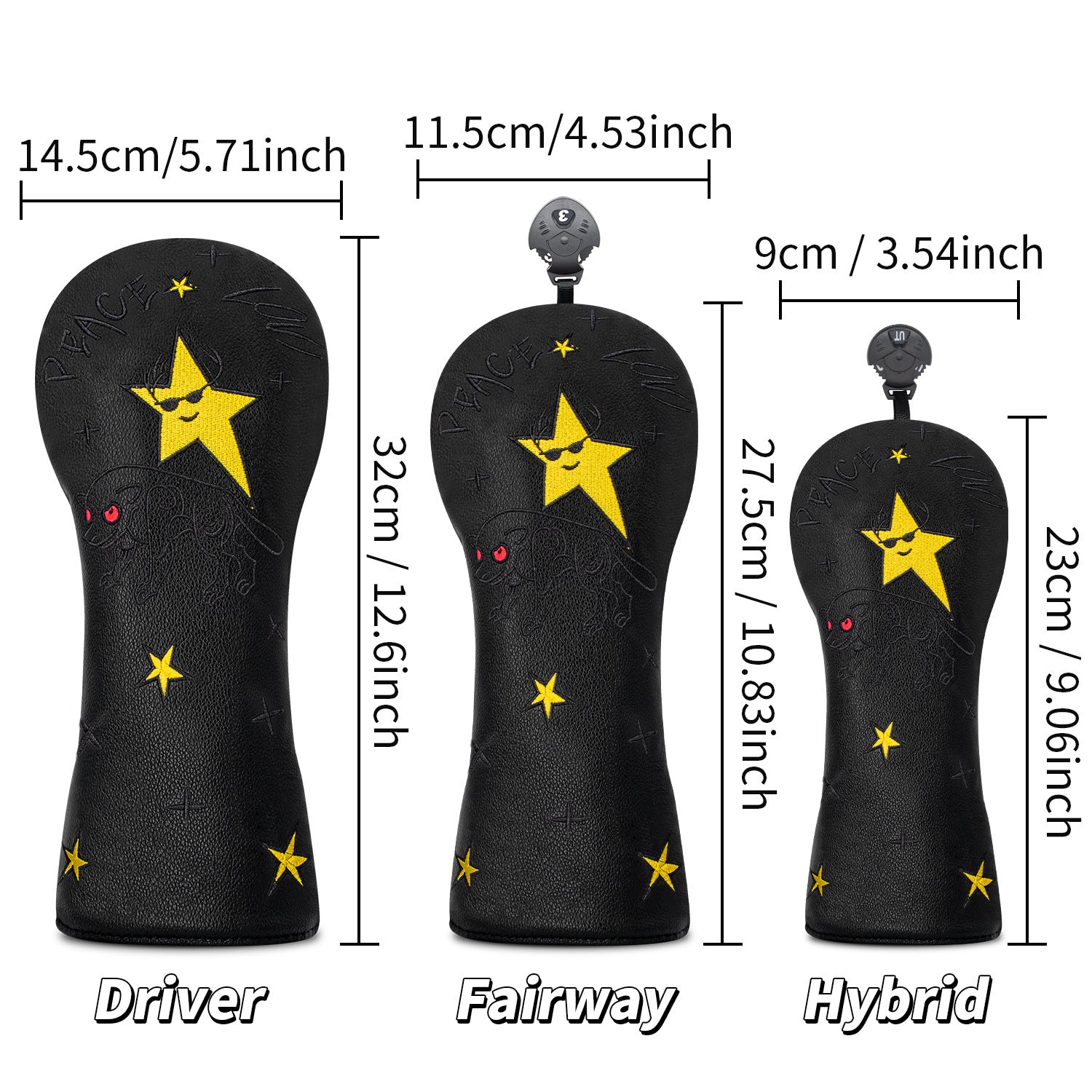 Five-Pointed Star Embroidery Golf Club Covers