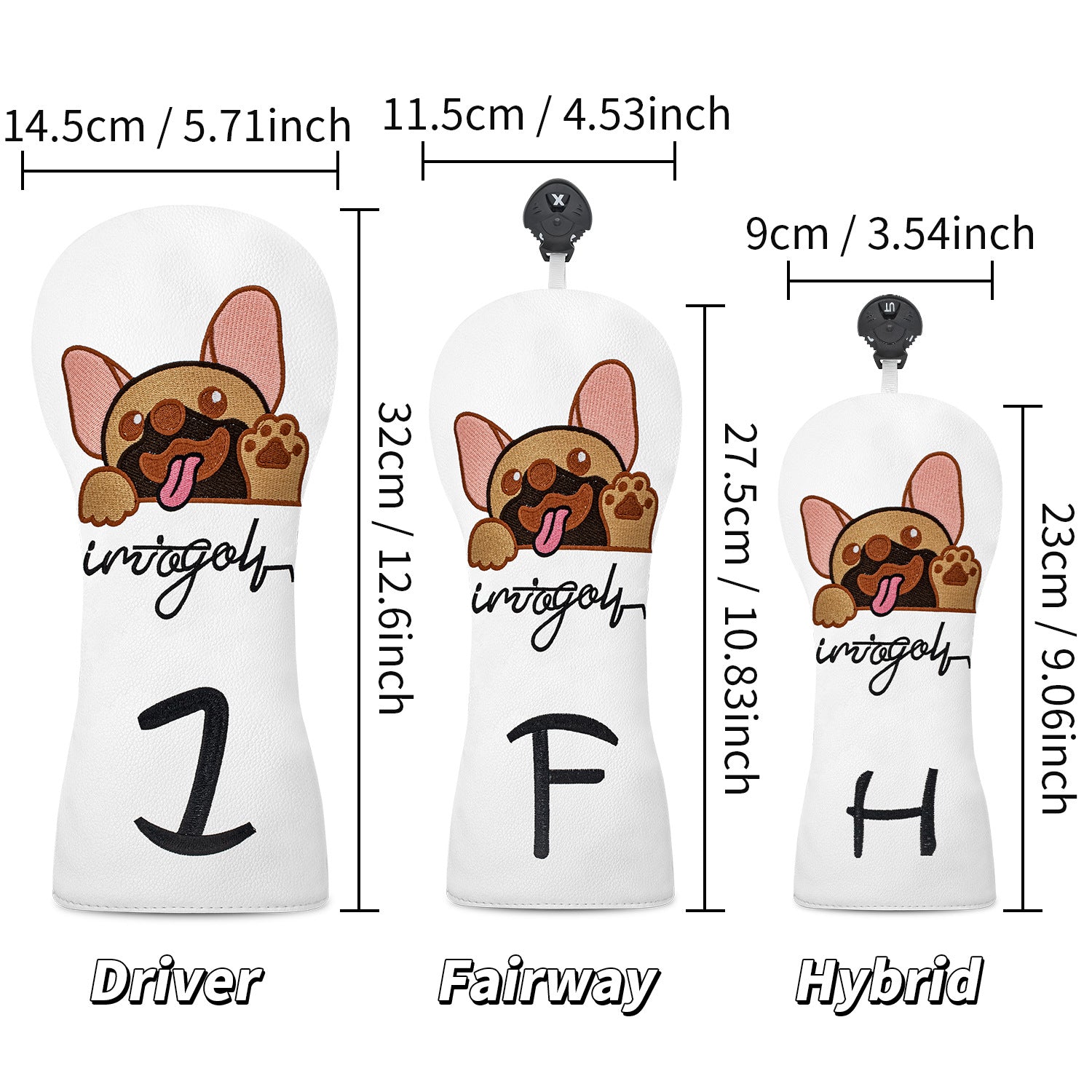 Cartoon Embroidered Dog Golf Wood Club Head Covers