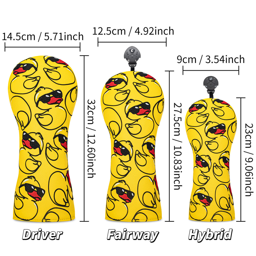 Animal Golf Covers Duckling in Sunglasses Premium Leather Golf Club Head Covers