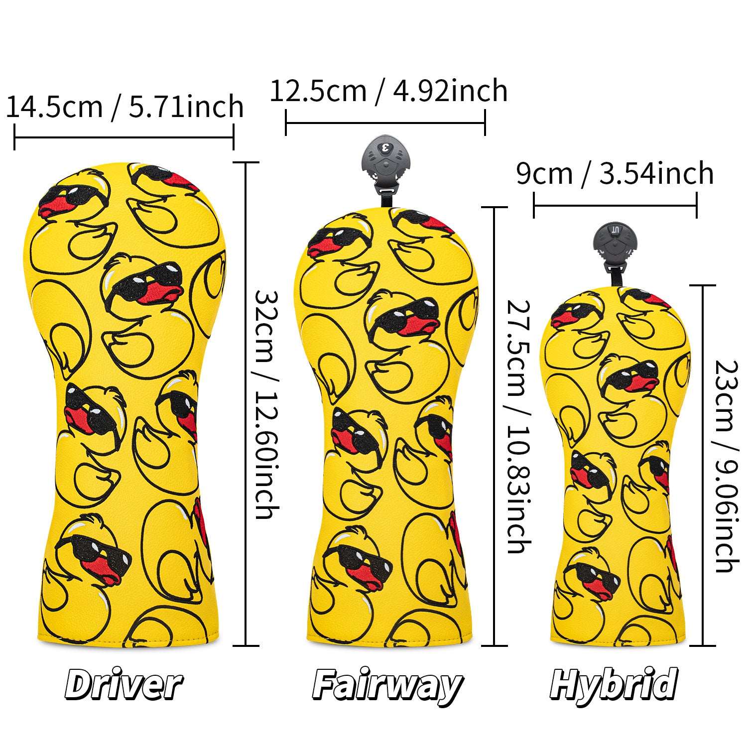 Animal Golf Covers Duckling in Sunglasses Premium Leather Golf Club Head Covers