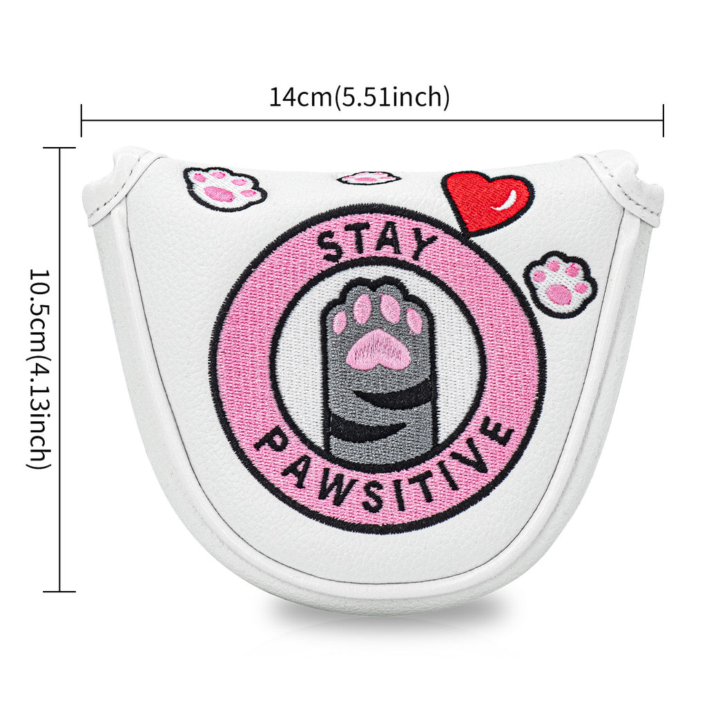 Putter Cover Magnetic Square Mallet Putter Head Cover Elegant  cute cat paw embroidery