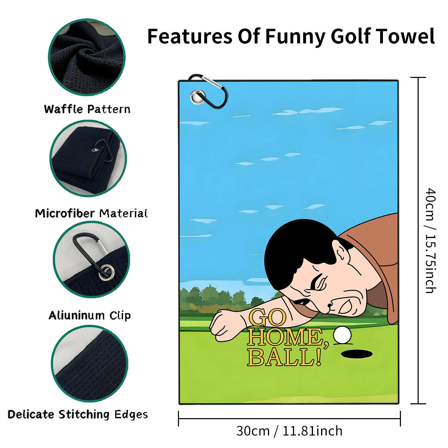 Funny Golf Towel for Golf Bags with Clip  Golf Gift for Men