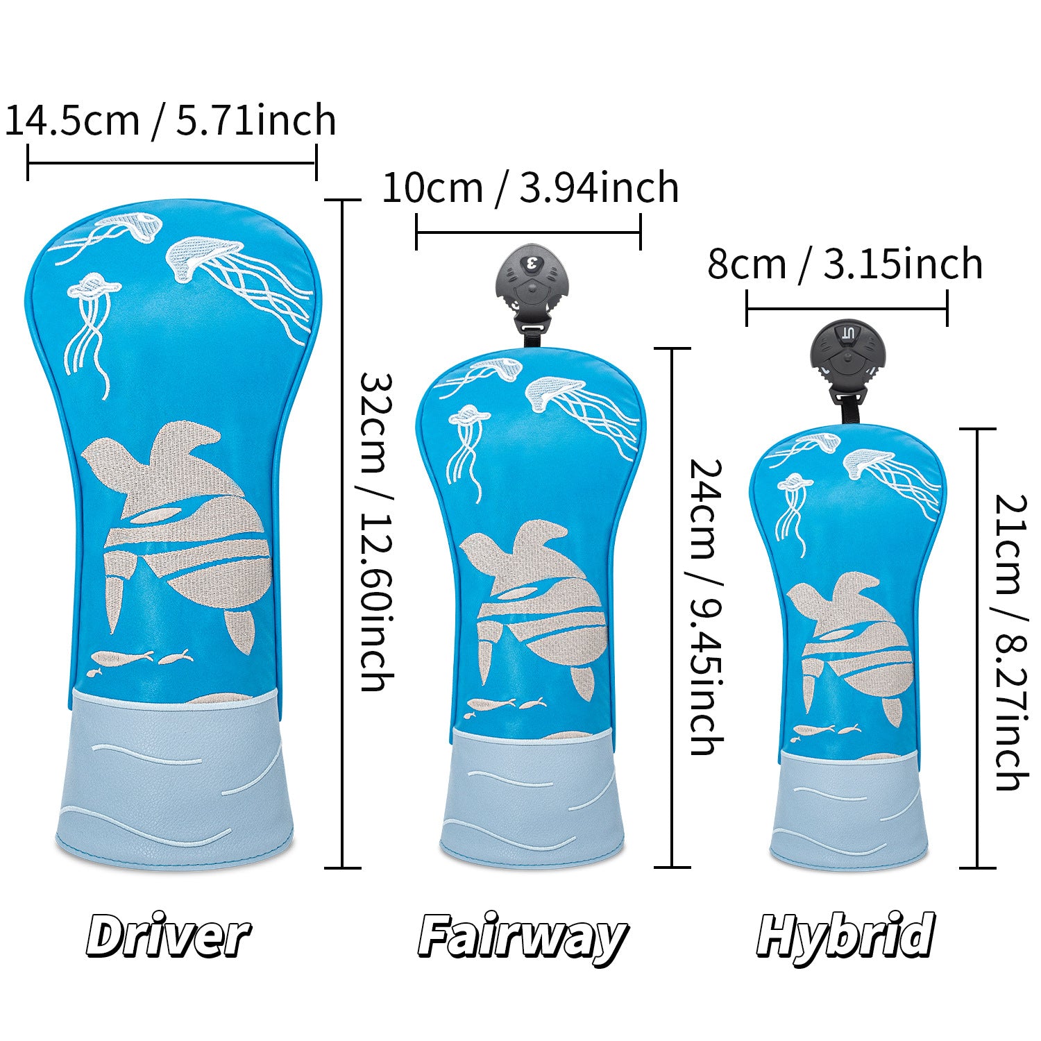 Awesome Golf Headcovers Blue Sea Turtle Embroidery Gift for Men Women