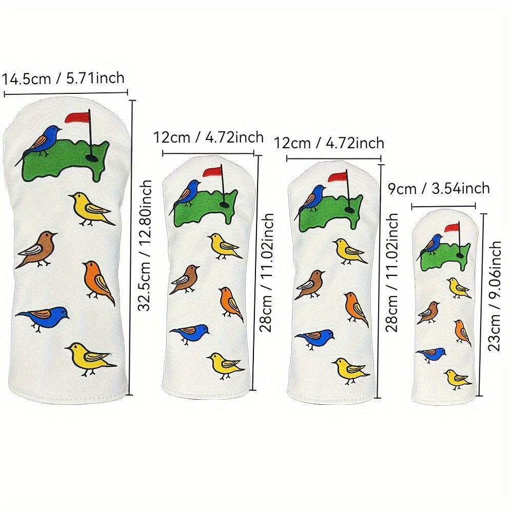 Funny Golf Club Head Cover Driver Headcover Fairway Wood Headcover Hybrid Club Cute Bird Embroidered Unisex Golf Club Cover