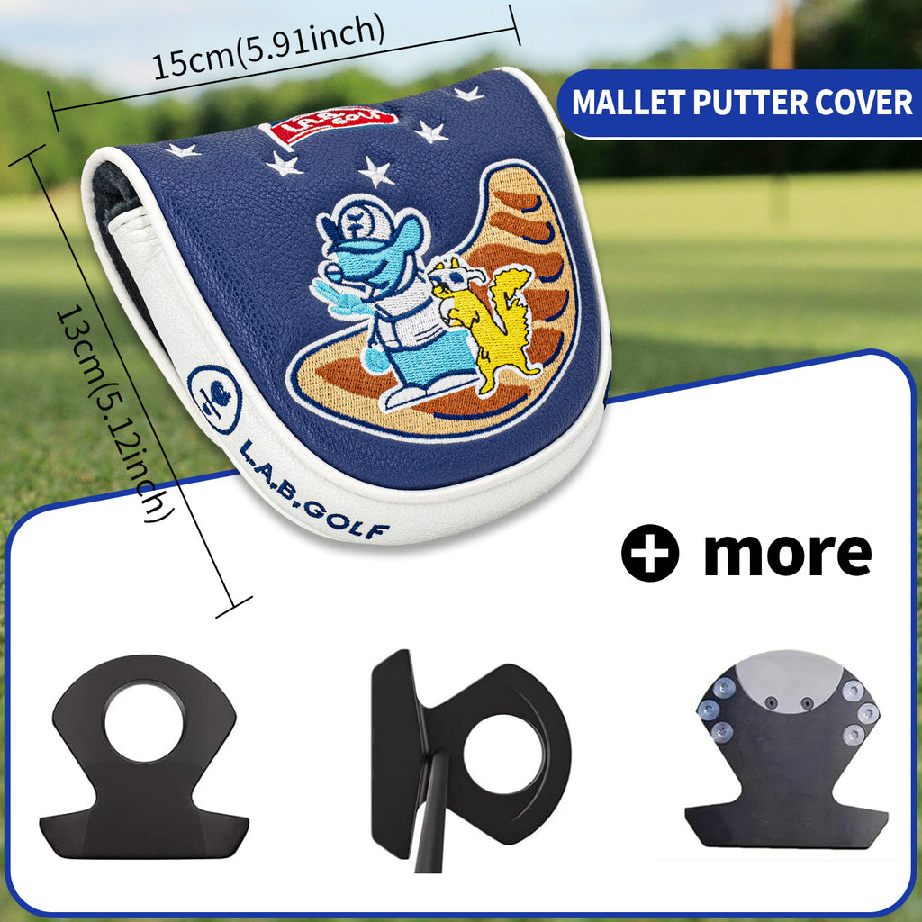 Square Putter Cover Cartoon Embroidery Pattern PU Leather Headcover